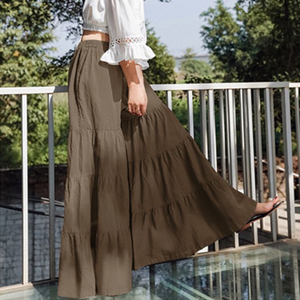 Women's Casual Wide Leg Elastic Waist Culottes