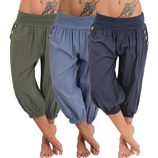 Knee-length Aladdin Loose Elastic Waist Harem Pants