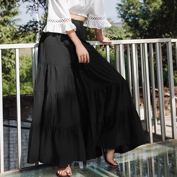 Women's Casual Wide Leg Elastic Waist Culottes